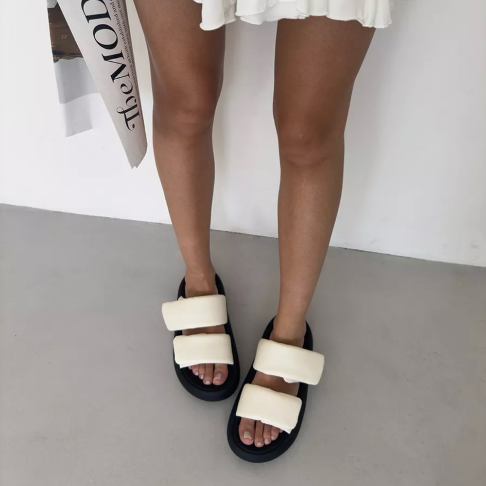 Stylish Cream and Black Sandals